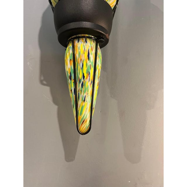 Polychrome Murano Glass Wall Lamp with Black Metal Frame, Italy, 1980s For Sale - Image 6 of 10