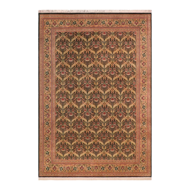 Art Nouveau Hamjolie Pak-Persian Green/Gold Wool Rug - 10'1'' X 14'0'' For Sale