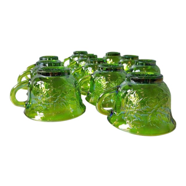 1970's Vintage Indiana Glass Company of Dunkirk Green Glasses Set of