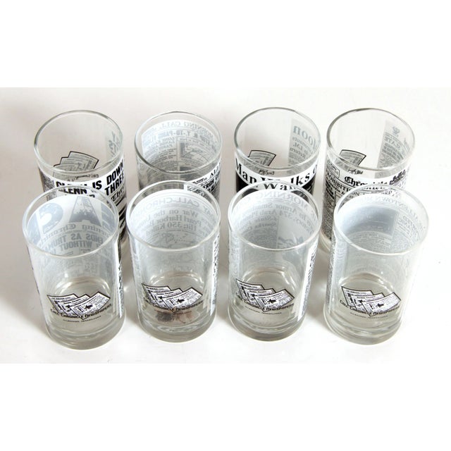 1970s Vintage 1930's - 1960's Newspaper Cover Tumblers Cocktail Glasses - Set of 8 For Sale - Image 5 of 9