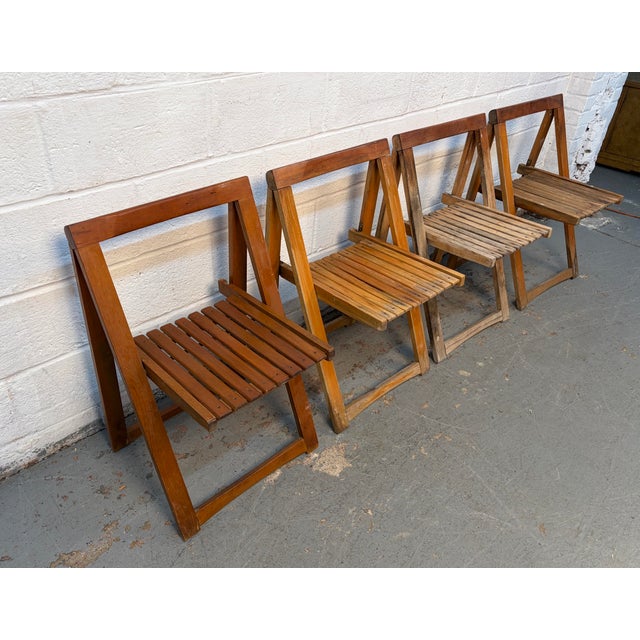 Mid 20th Century Romanian Drop Leaf Hide a Way Table W/ Four Folding Chairs For Sale - Image 15 of 17