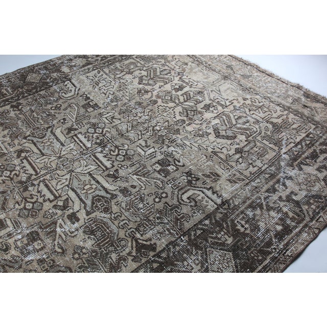 Architectural Vintage Heriz Rug With Washed Neutral Palette -6' 8'' X 9' 6'' For Sale - Image 12 of 13
