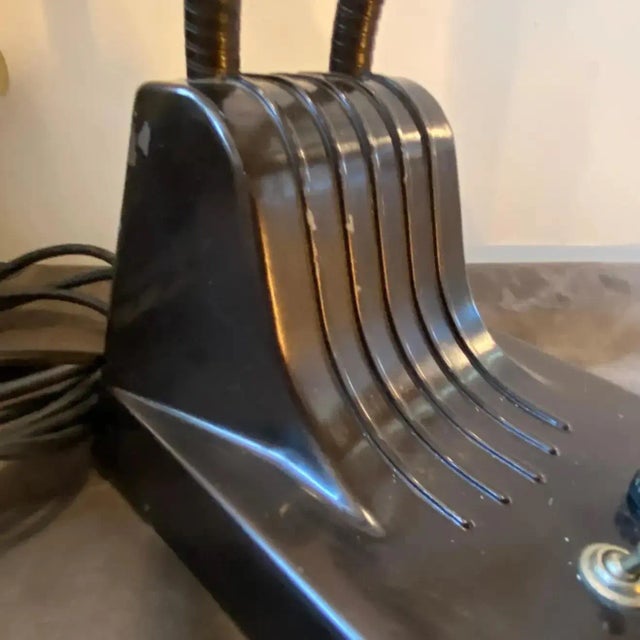 A brown painted metal industrial desk lamp designed and manufactured in Italy in the Sixties, it's in very good conditions...