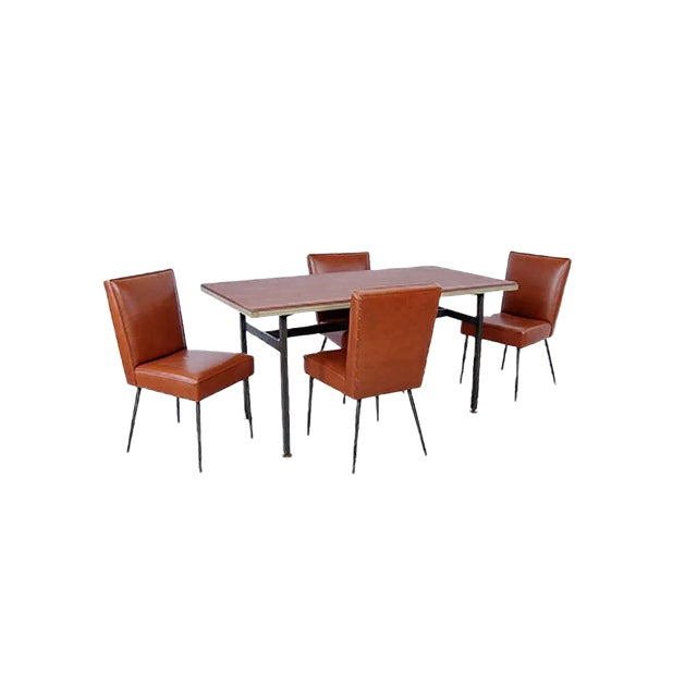 Italian Table and Office Chairs from Trau, 1960s, Set of 5 For Sale