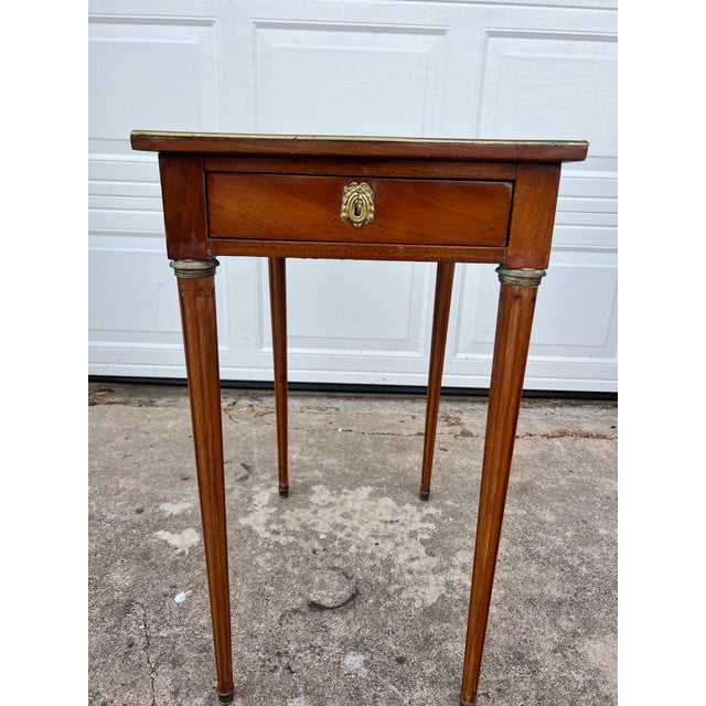 Late 19th Century French 19th Century Louis XVI Mahogany Leather Top Side Table For Sale - Image 5 of 12