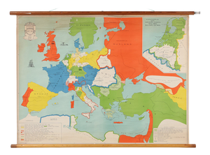 Vintage School Wall Map of Europe 1815-1871, Belgium, 1950s