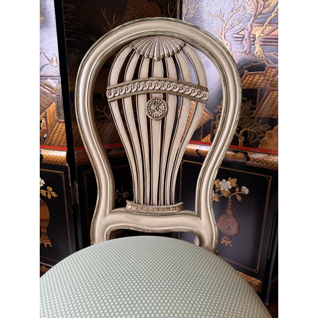 Wood Vintage Louis XVI Montgolfier Painted Chair For Sale - Image 7 of 8