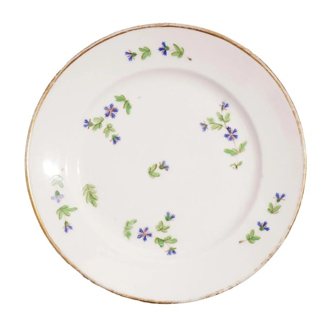 French Set of Five Bourbon Sprig Paris Porcelain Tea Plates by Charles Field Haviland, C. 1790 For Sale - Image 3 of 18
