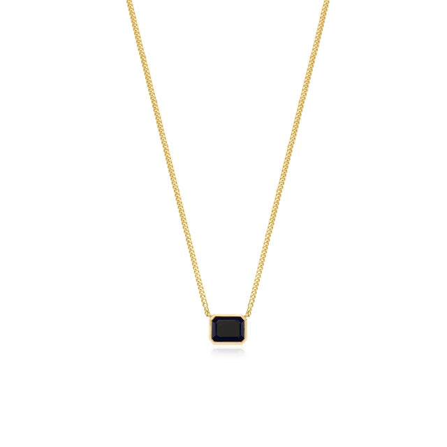 Not Yet Made - Made To Order 14k Gold Sapphire Bezel Set Pendant Chain Necklace For Sale - Image 5 of 13