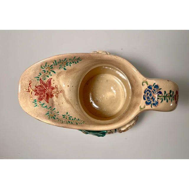 Antique Meiji Era Japanese Kyoto Satsuma Pottery Signed Studio Kinkozan Pitcher For Sale In Los Angeles - Image 6 of 10