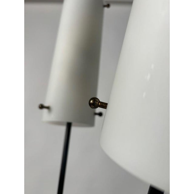 Metal Mid-Century Modern Floor Lamp in Brass with Marble and Opal Glass by Angelo Lelii, Italy, 1950 For Sale - Image 7 of 13