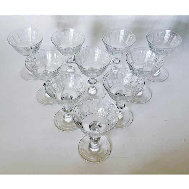 1940s t.g. Hawkes Cut Crystal Champagne Sherbet Coupes, Set of 10 For Sale In Dallas - Image 6 of 15