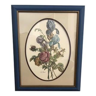 Vintage Classic Floral Print by JL Prevost Pastel Colors Roses, Lilly and Foliage For Sale