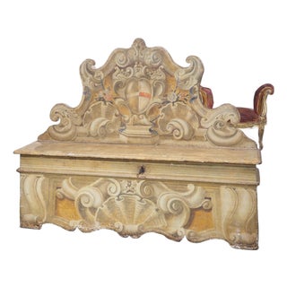 18th Century Painted Armorial Cassapanca Bench From Tuscany, Italy For Sale