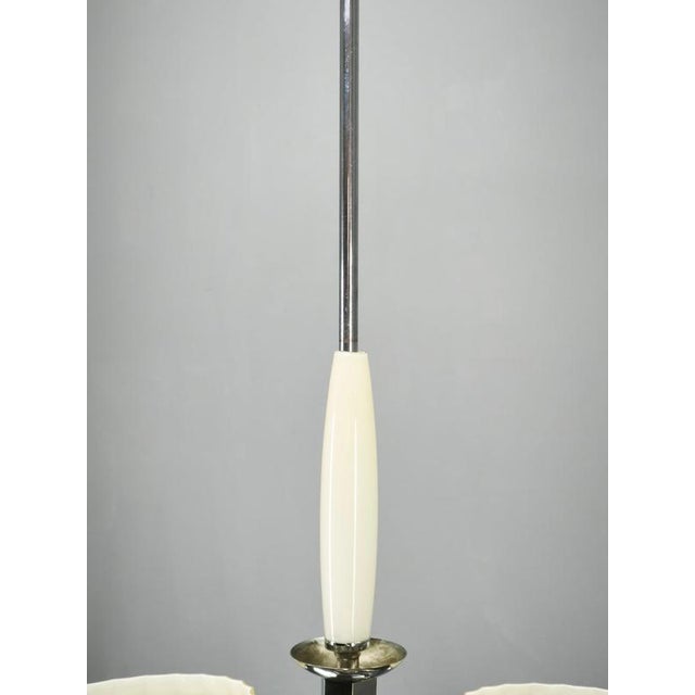Vintage Art Deco Chrome and Champagne Glass Pendant Light, Czechoslovakia, 1930s For Sale - Image 6 of 11
