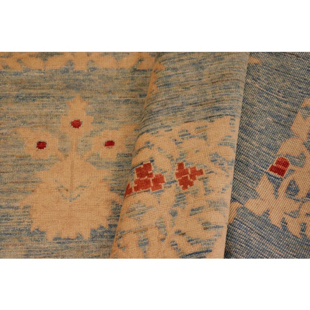 Tan Boho Chic Ziegler Blue Tan Hand-Knotted Wool Rug - 9'10'' X 13'10'' For Sale - Image 8 of 8