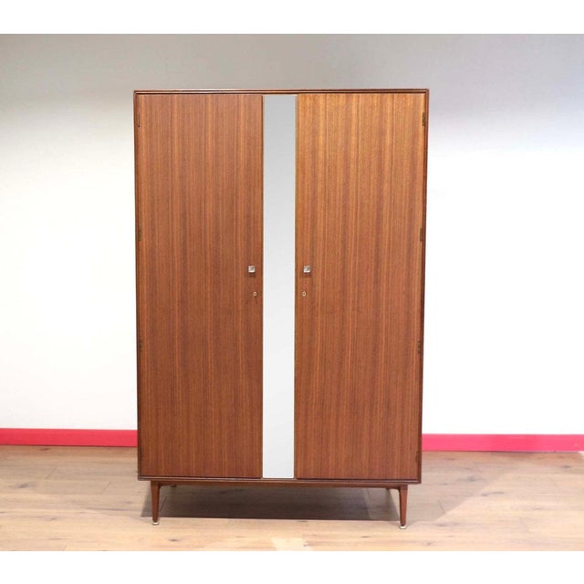 Wood Mid Century Modern Vintage Teak Armoire Wardrobe by Meredew Danish Style For Sale - Image 7 of 10