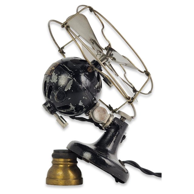 1910s Circa 1911 Carleton Ball Motor Fan Ac DC Nickel Blade and Cage/Guard For Sale - Image 5 of 9