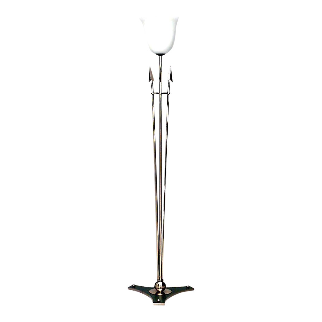 French Art Deco Brass and Turquoise Floor Lamp | Chairish
