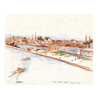 Ivy Attwell Port Said Egypt Landscape Drawing For Sale