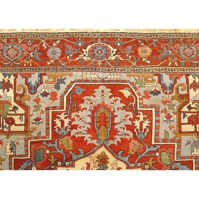 Persian Antique Persian Serapi Oriental Carpet, in Large Size, with Central Medallion For Sale - Image 3 of 4