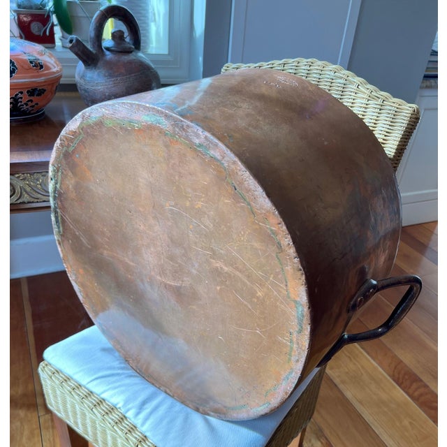 1920s Large Hand Crafted Antique Copper Stock Pot With Lid Duparquet