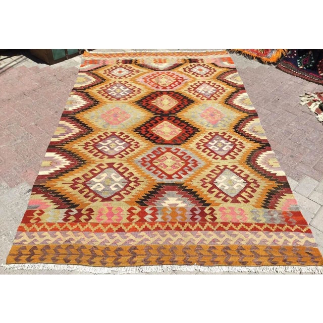 Vintage Rustic Turkish Kilim Rug - 72" X 114" For Sale - Image 11 of 11