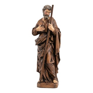 Saint Joseph With Staff — Nativity Sculpture For Sale