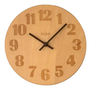 Vintage 1970s Danish Modern Linden Round Wooden Clock