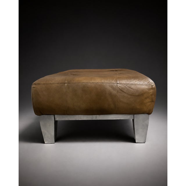 Wood Loom Ironhide Leather Bench For Sale - Image 7 of 8