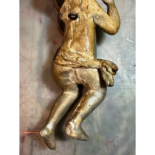 Pair 17th Century Italian Hand Carved Baroque Giltwood Putti For Sale - Image 4 of 11
