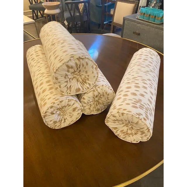 Le Touches Neutral Print Custom Bolster Pillow For Sale In Little Rock - Image 6 of 9