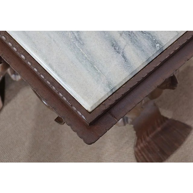 Ivory Wrought Iron & Marble Coffee Table by J.M Rothschild, 1950 For Sale - Image 8 of 18