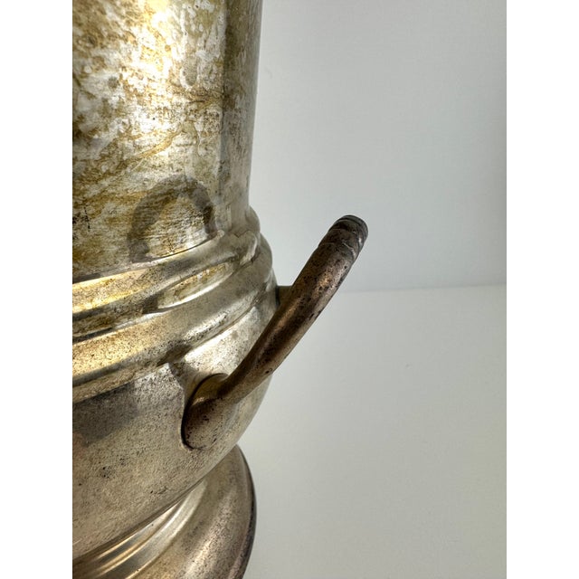 Rustic European Vintage Silverplate Champagne-Wine Bucket With Dual Handles For Sale - Image 3 of 8