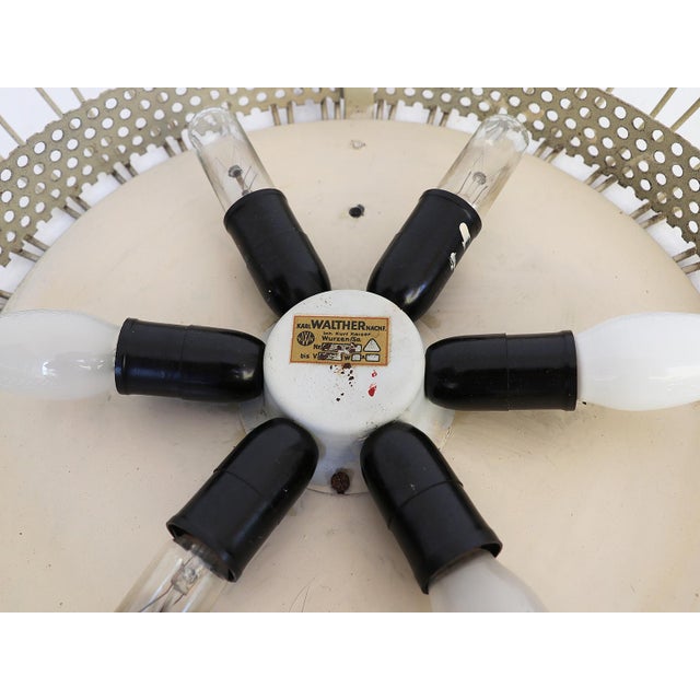 Metal Sunflower Flush Mount Sconce in Glass and Brass by Karl Walther for Kaiser Leuchten, Germany, 1950s For Sale - Image 7 of 8