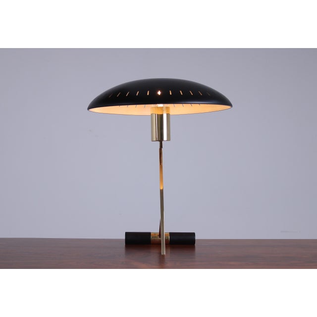 Brass and Black Decora Z Table Lamp by Louis Kalff for Philips, 1950s For Sale - Image 6 of 17