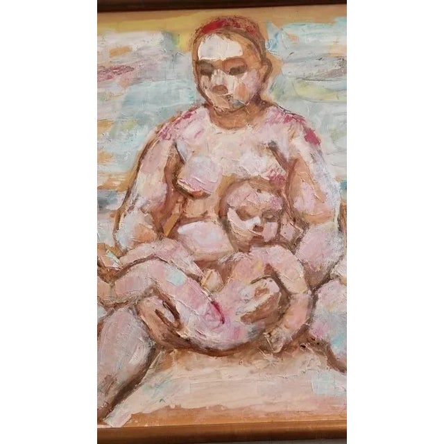 Figurative Impasto Expressionist Father and Child Figurative Art Painting For Sale - Image 3 of 5