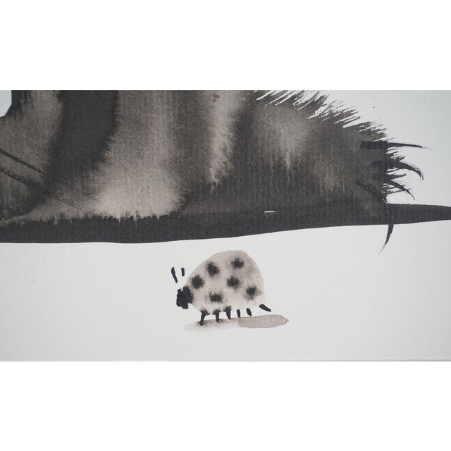 Laszlo Tibay, Chat observant une coccinelle, Ink & Wash Drawing For Sale - Image 6 of 8