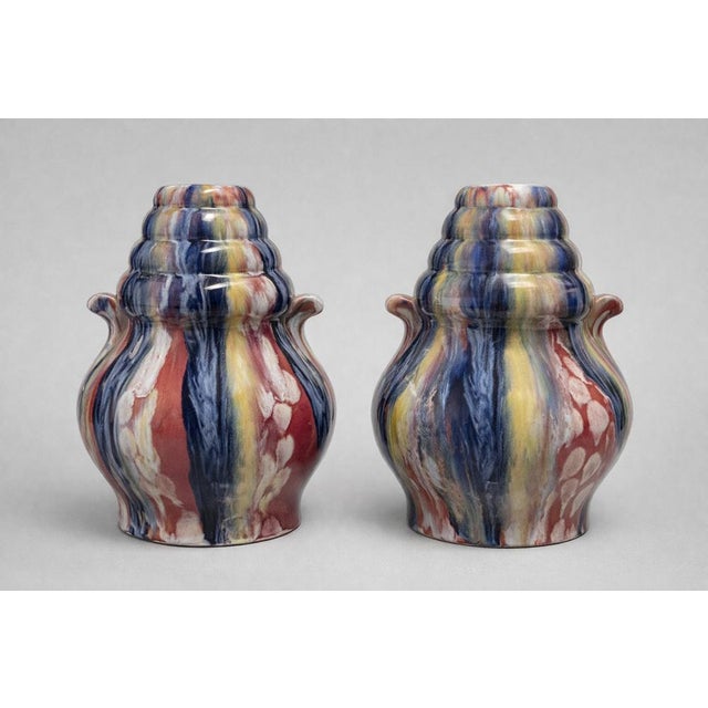 Glazed Ceramic Vases from Elgé, France, 1930-1950, Set of 2 For Sale - Image 6 of 6