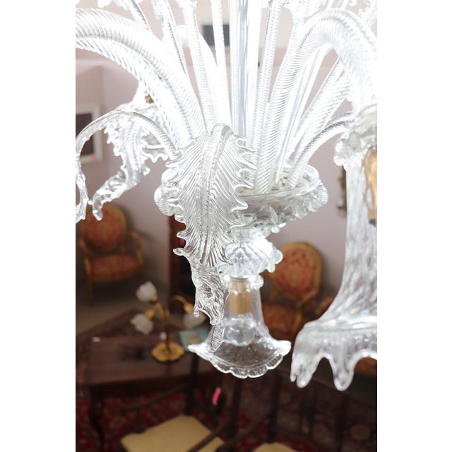 Transparent Murano Glass Chandelier, 1980s For Sale - Image 12 of 18