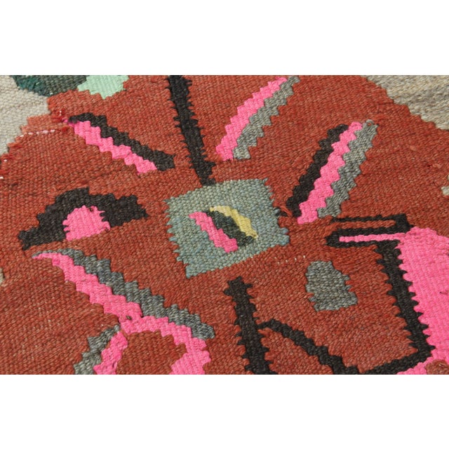 Textile 1970s Vintage Turkish Oushak Handmade Wool Cotton Brown Area Rug For Sale - Image 7 of 11