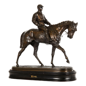 Jockey & Horse, “Vainqueur Du Derby” Bronze Sculpture After Pierre Jules Mene