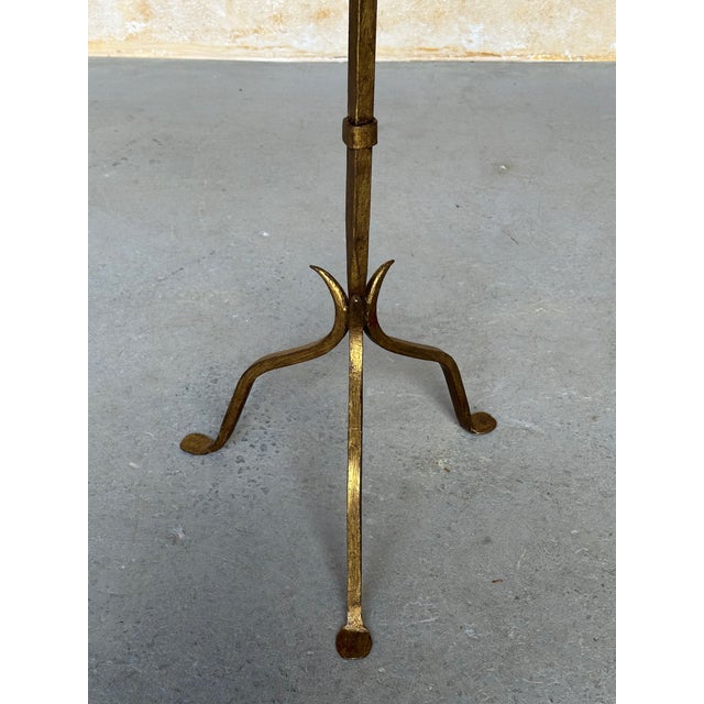 Gold Spanish Gilt Iron Drinks Table With Pointed Stem and Tripod Base, 1950s For Sale - Image 8 of 10