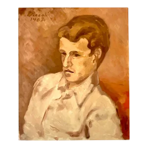 Vintage Expressionist Italian Signed Original Oil Portrait Painting 1962