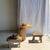 Small stool, square solid teak occasional stool with a wabi-sabi curved seat. Minimalist, raw design, a beautiful piece...