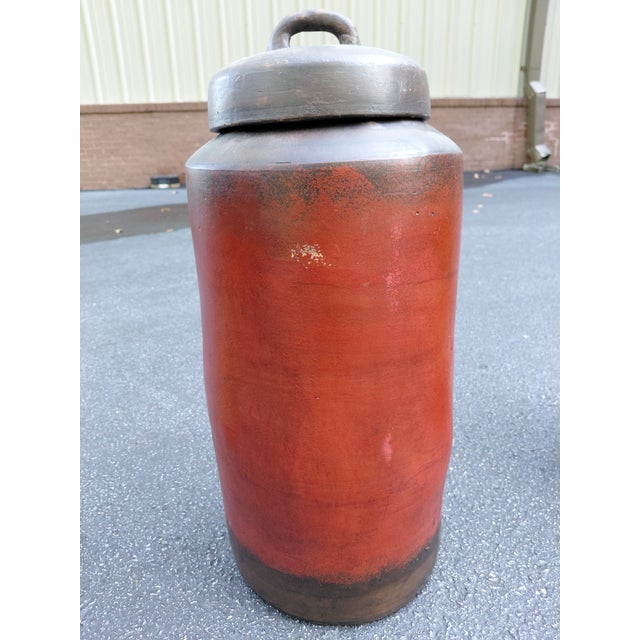 Set of Three Rustic Handcrafted Lidded Stoneware Storage Jars For Sale In Atlanta - Image 6 of 7