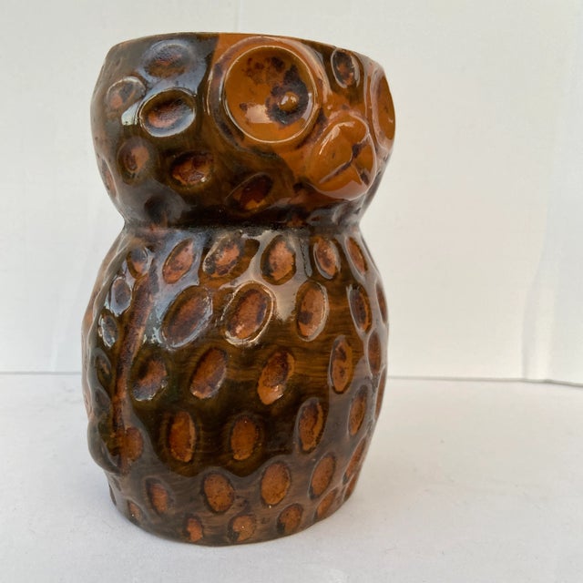 Brown Vintage Rustic Thumbprint Pottery Bear For Sale - Image 8 of 11