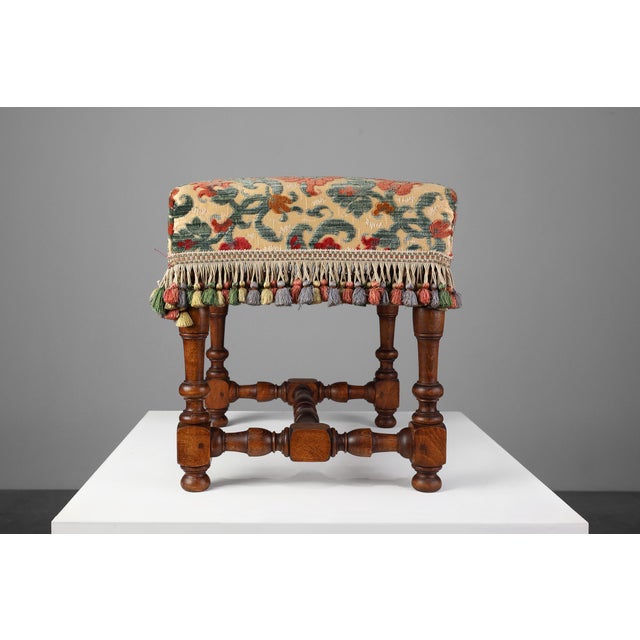 Antique Wood and Fabric Ottoman, France, 1890s For Sale - Image 5 of 10