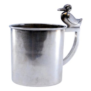 Silver Children's Cup with Duck Handle For Sale