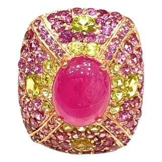 Bochic “Capri” Ruby & Amethyst & Lemon Topaz Ring Set In 18K Gold & Silver For Sale